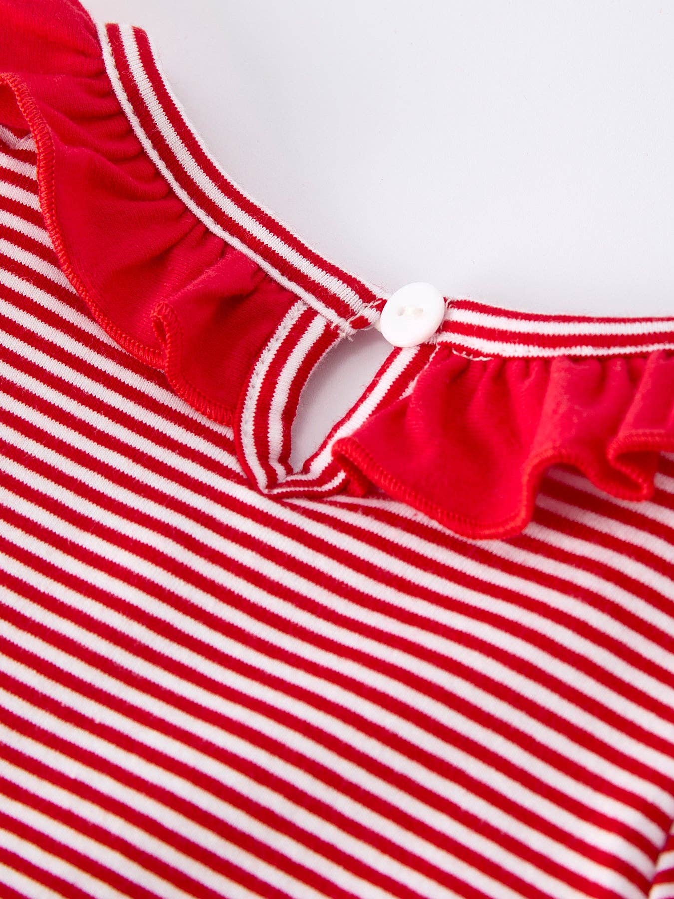 Holiday Baby Girls Romper with Embroidered Christmas Lights and Red Bow Details