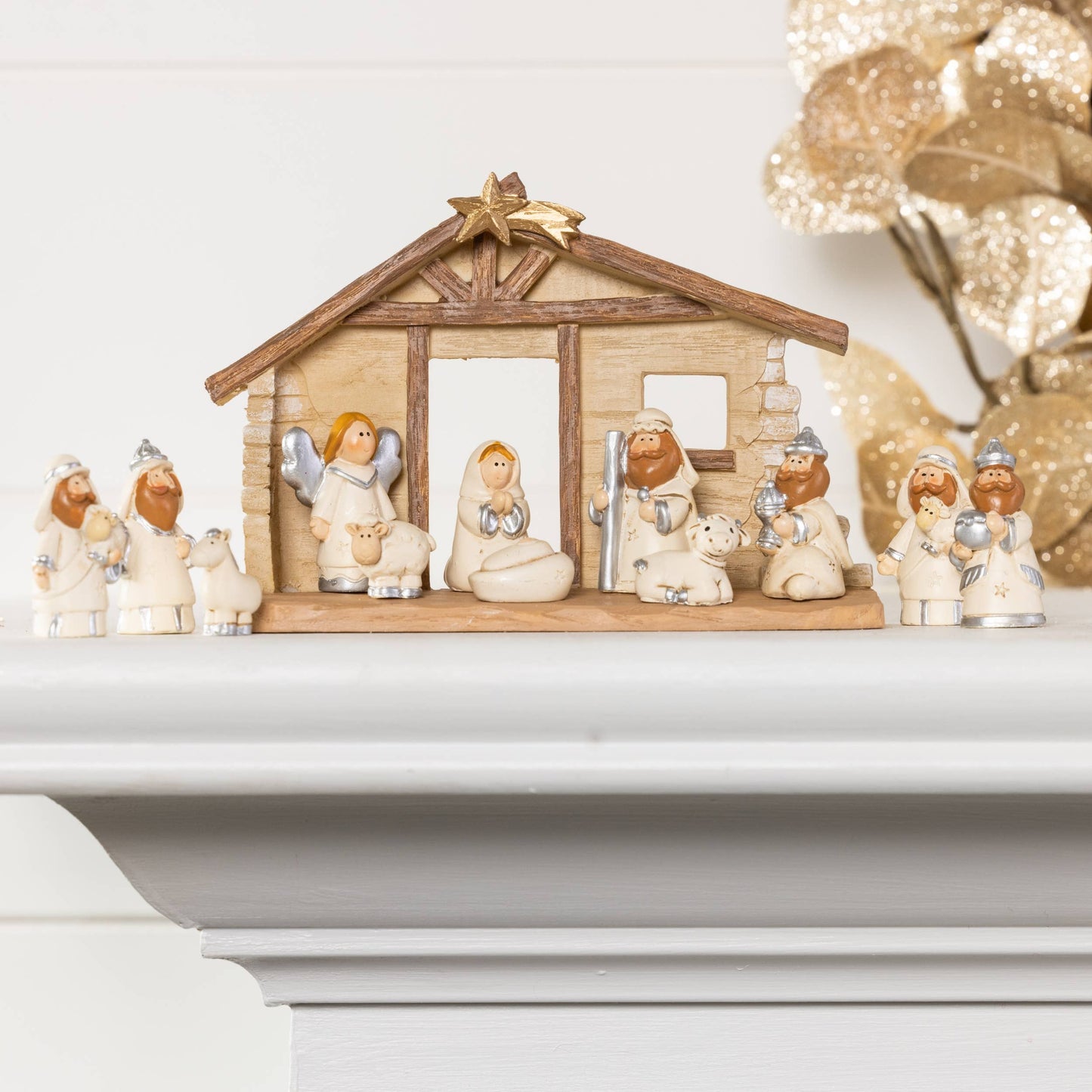Resin 6" Christmas Kids Nativity Creche Set of 12