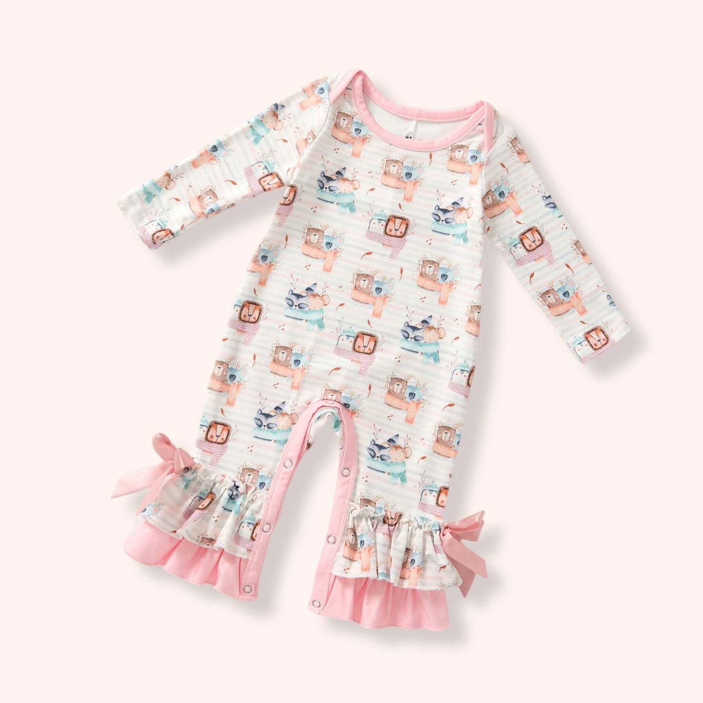 Pete + Lucy Cozy Critters Long Sleeve Romper