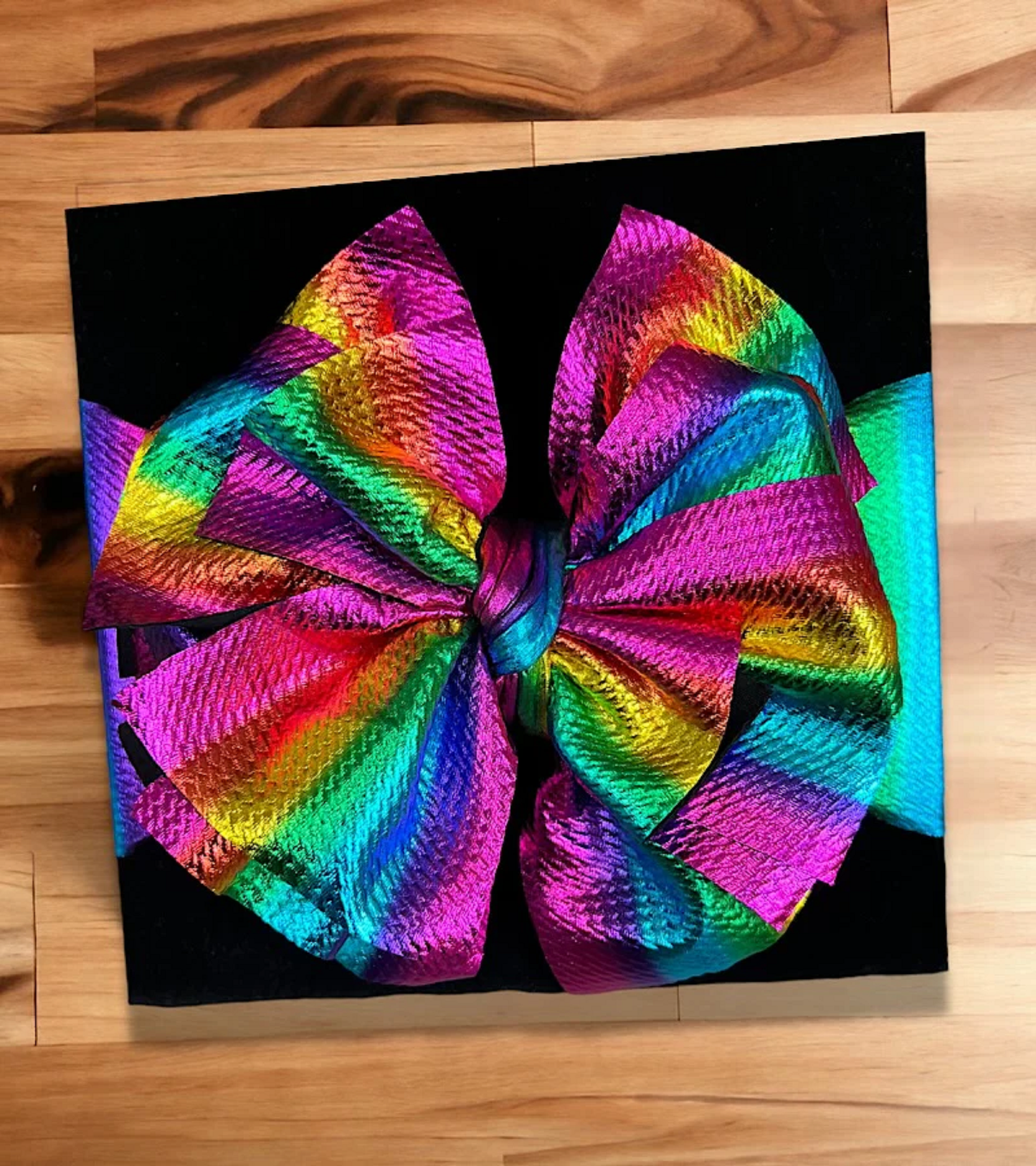 Rainbow Metallic Tassel Bow Headband