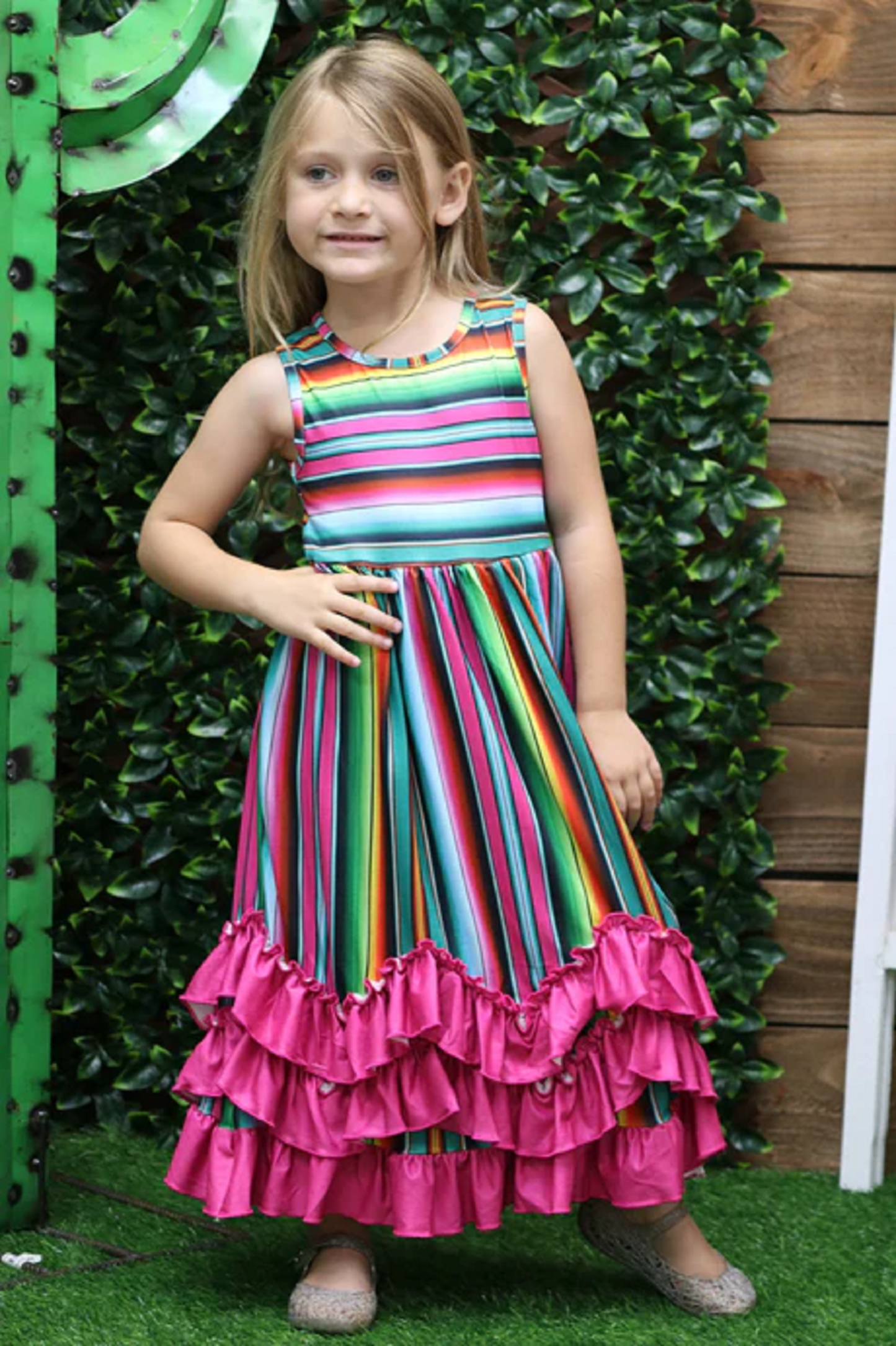 Serape Ruffle Maxi Dress