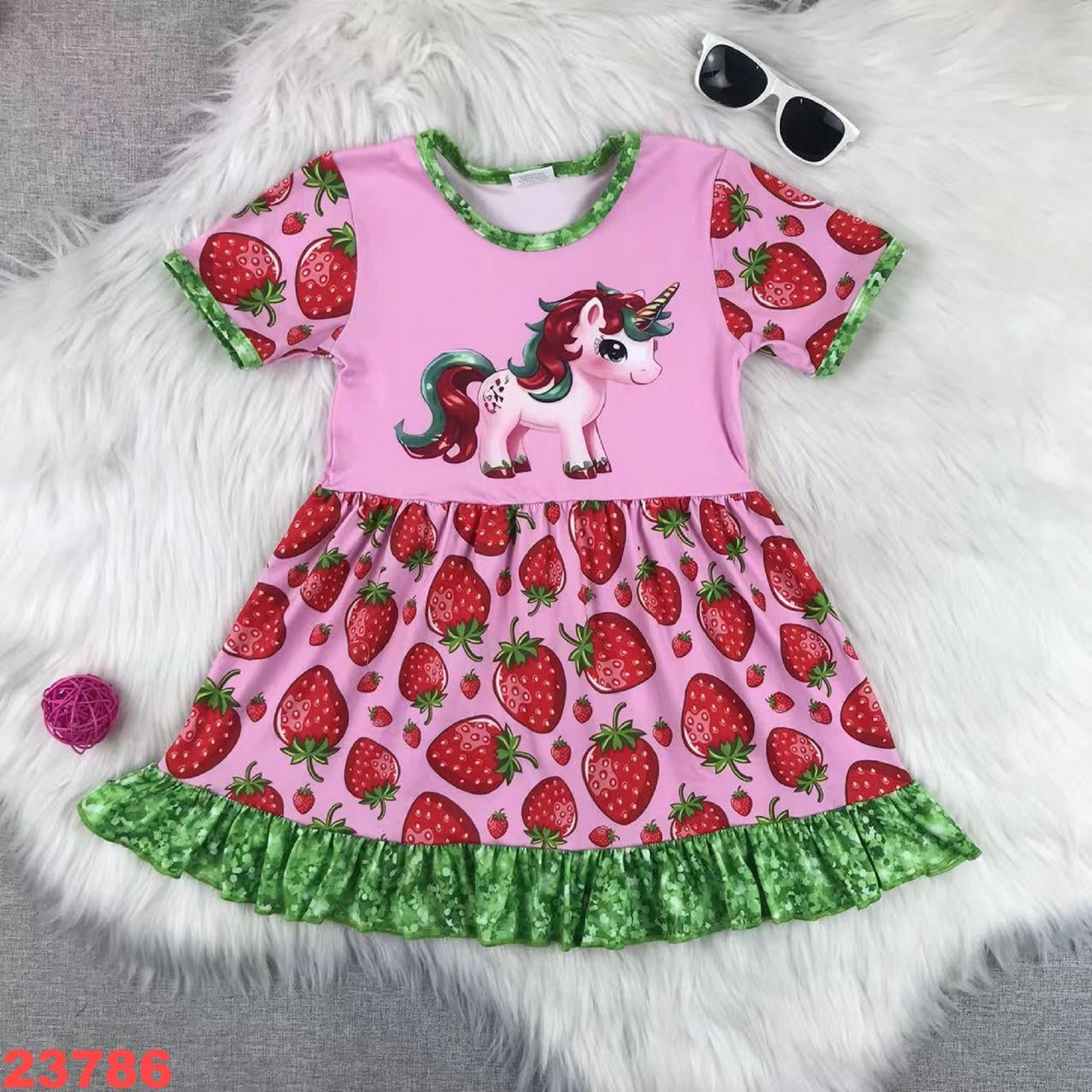 Strawberry Unicorn Short Sleeve Dress