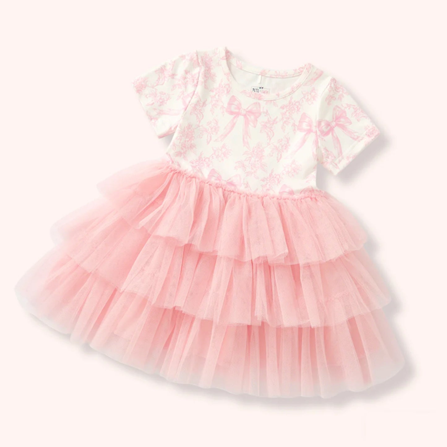 Pete + Lucy Vintage French Fairytale Pink Coquette Tulle Ruffle Dress