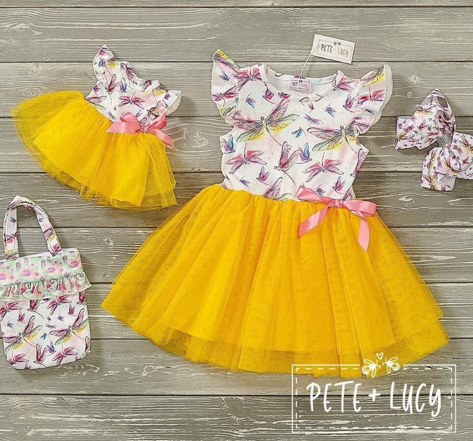 Pete + Lucy Watercolor Dragonflies Bucket Purse