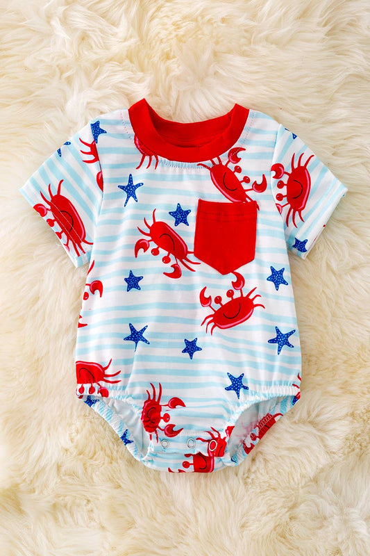 BOYS CRAB PRINTED ONESIE WITH SNAPS