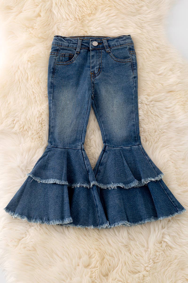 Double Layer Denim Bell Bottom Pants