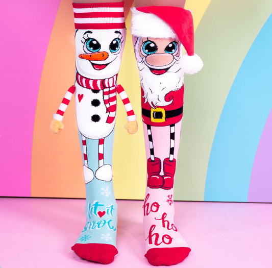 SANTA & SNOWMAN SOCKS: Toddler Age 3 - 5