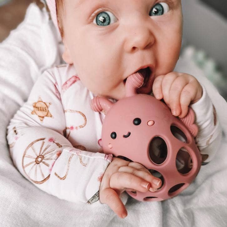 Garden Party Collection - Honey Bee Teether: Whisper Gray