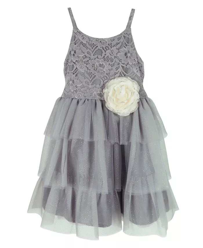 PINK & VIOLET Toddler Girls Sleeveless Lace Glitter Mesh Dress