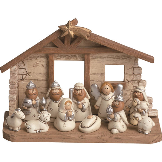 Resin 6" Christmas Kids Nativity Creche Set of 12