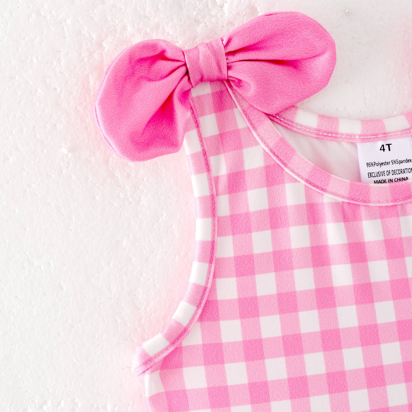 Girls Summer Pink Plaid Farm Print Dress