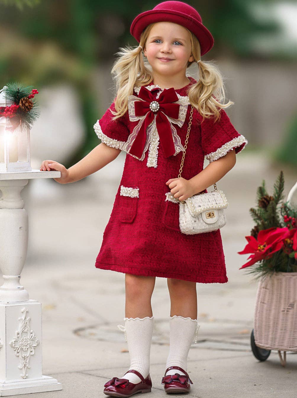 Cozy Meets Chic Burgundy Tweed Dress: Burgundy