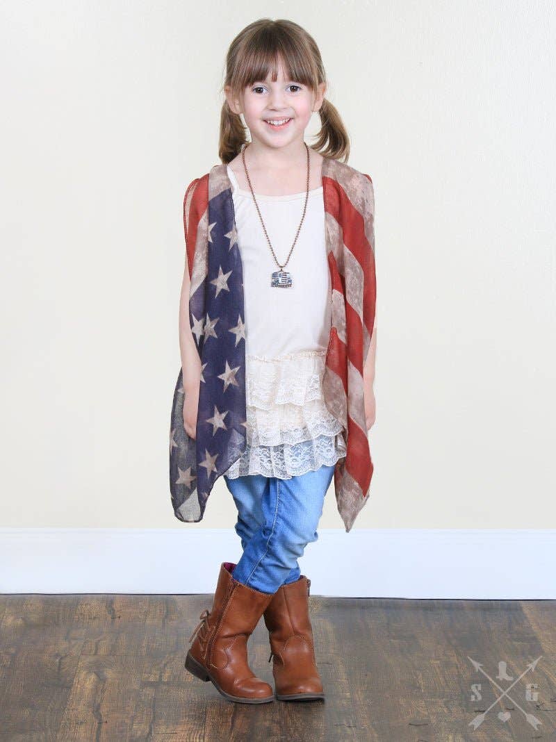 Girls' Vintage Stars & Stripes Vest: Patriotic / One Size