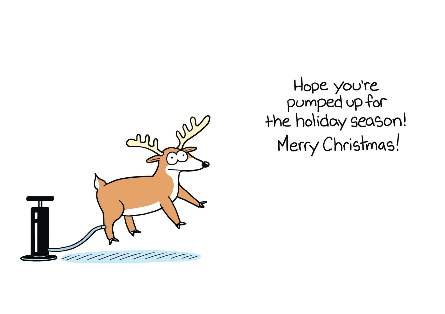 Flat Reindeer Santa Christmas Card