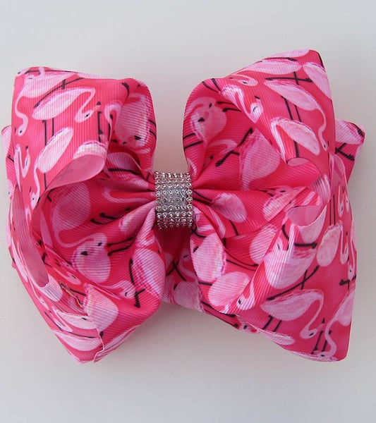 FLAMINGO PRINTED DOUBLE LAYER HAIR BOW