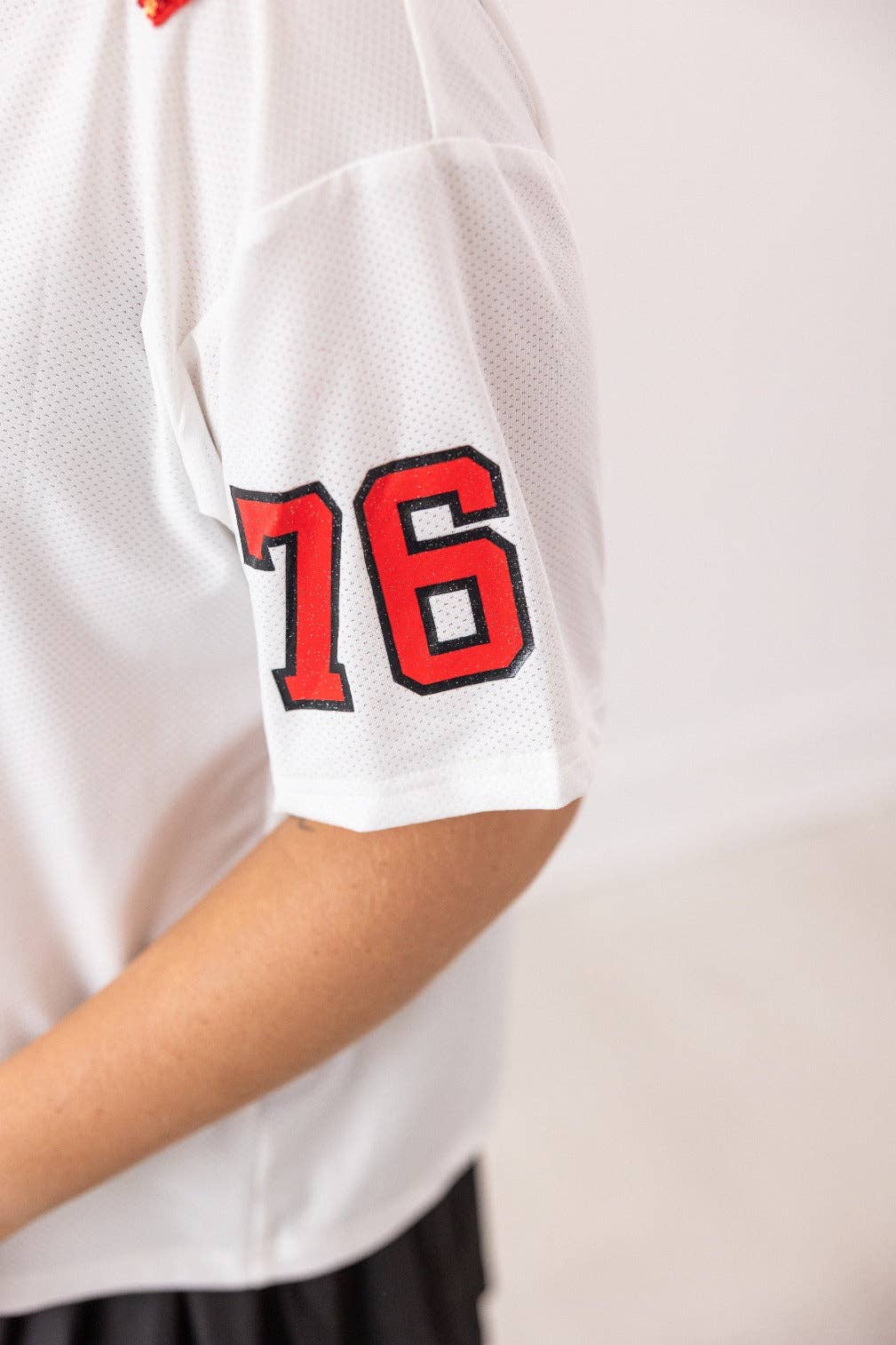 USA Glitter Jersey Top: White