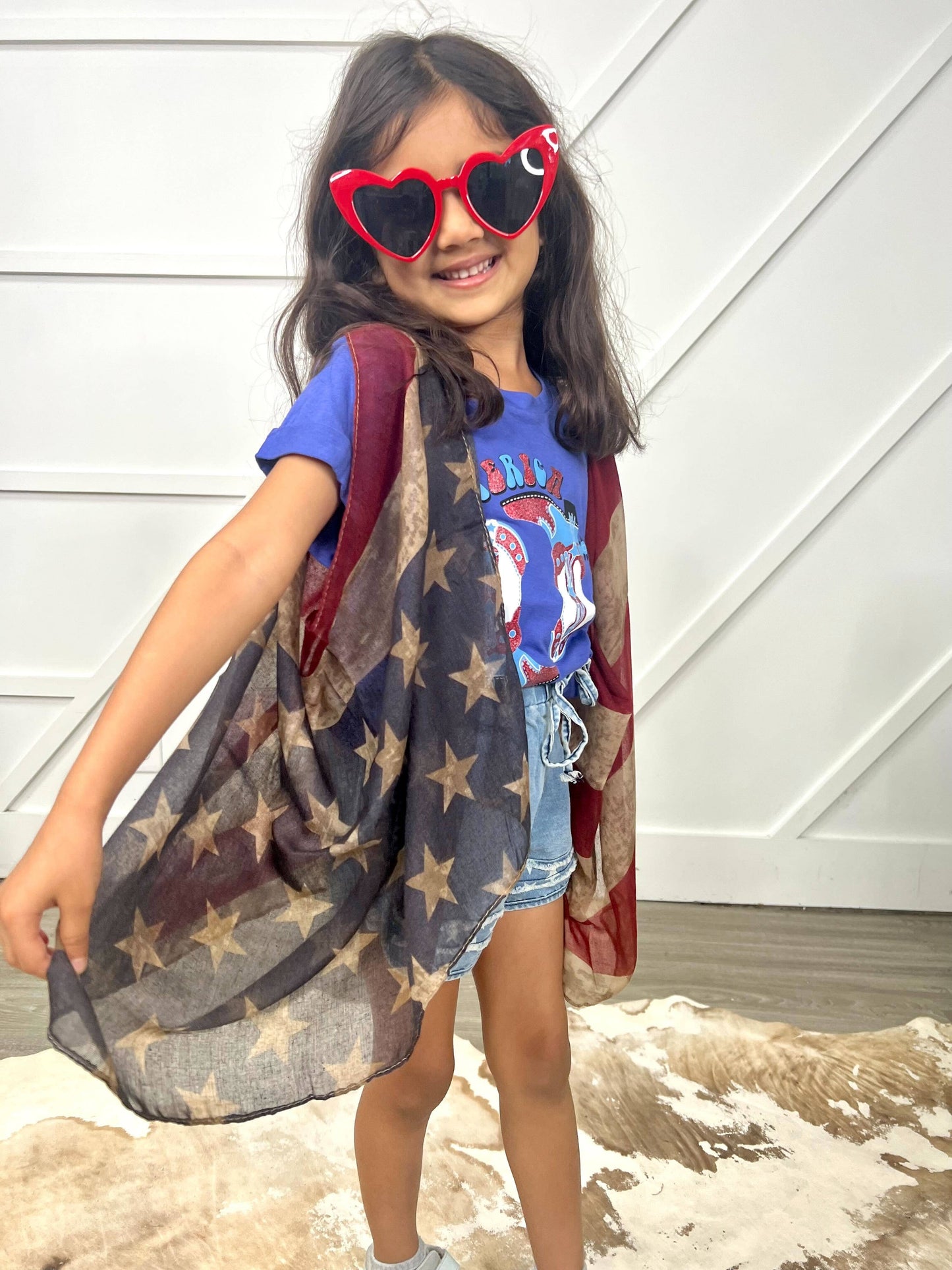 Girls' Vintage Stars & Stripes Vest: Patriotic / One Size