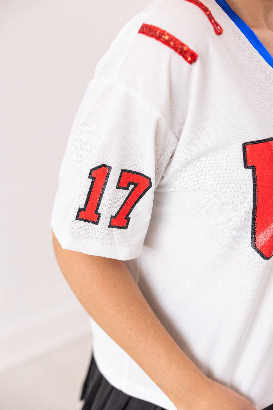 USA Glitter Jersey Top: White