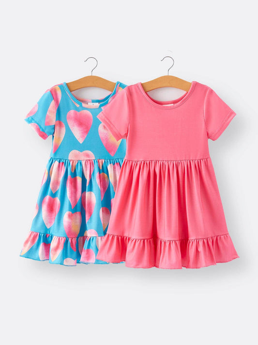 Girls Dress Valentine's Day Heart Print Dress