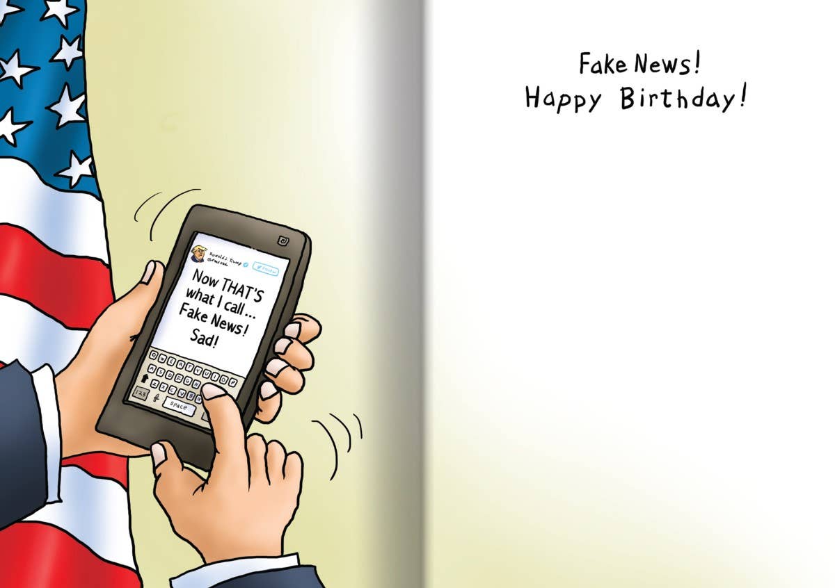 Fake News Themed Birthday Card