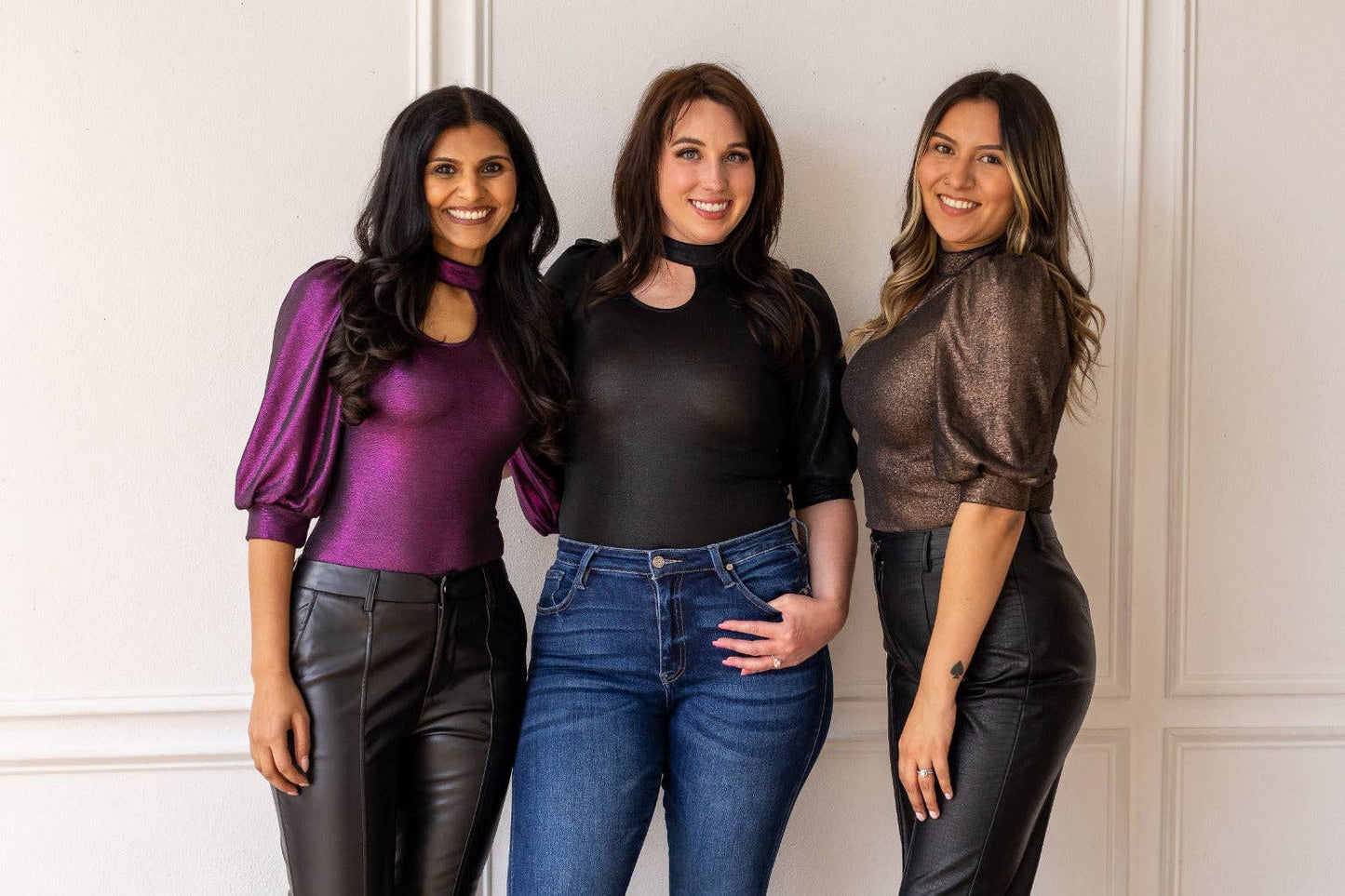 Chic Gold Cutout and Puff Sleeve Bodysuit: Gold