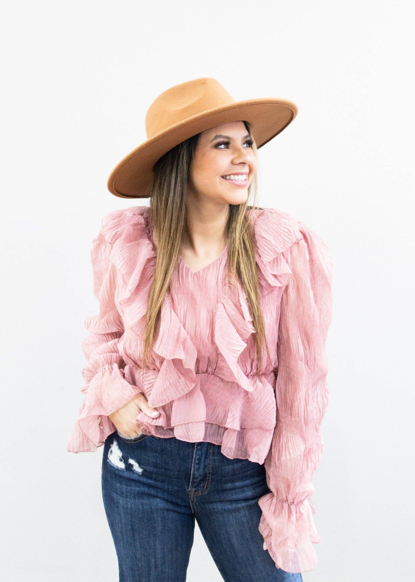 Pink Ruffle Blouse: Pink