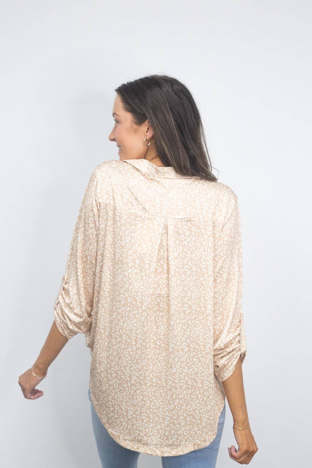 Gemma V-Neck Top, Tan Leopard: Leopard