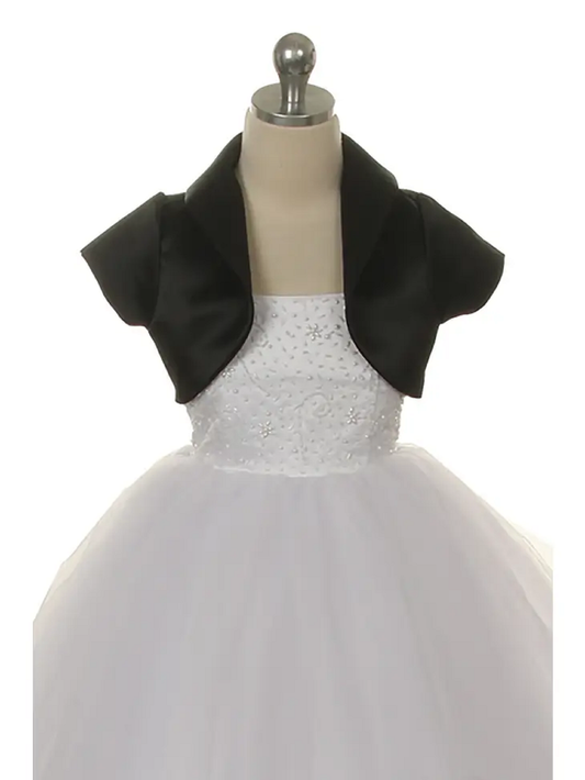 Girls Black Satin Bolero/Shrug