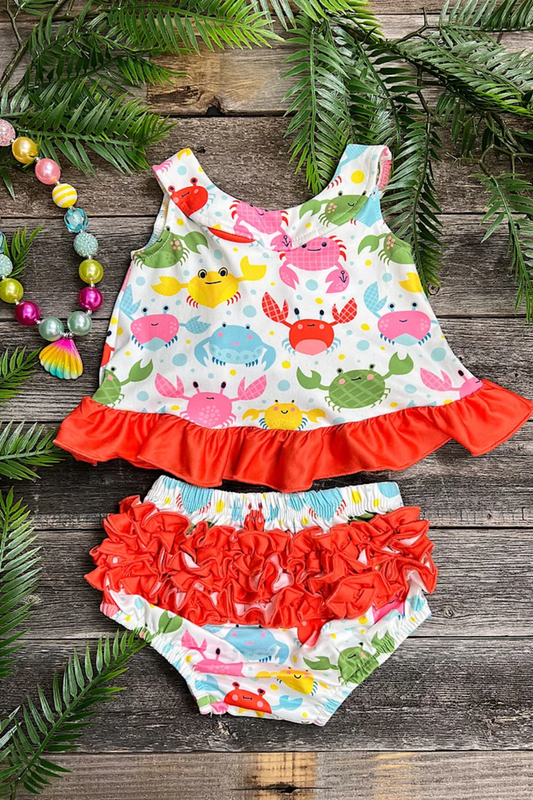 Crab Ruffle Bottom Beach Set