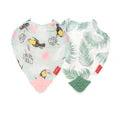 2-Pack Muslin Bandana Teether Bib, Soft Cotton Bibs, Toucans and Palms