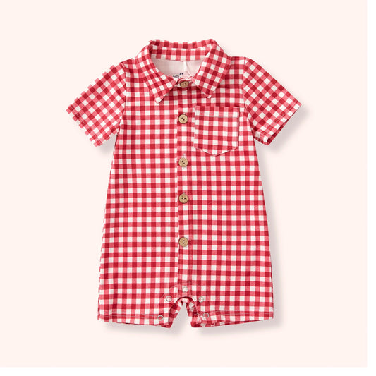 Pete + Lucy Gingham Picnic Boy Romper