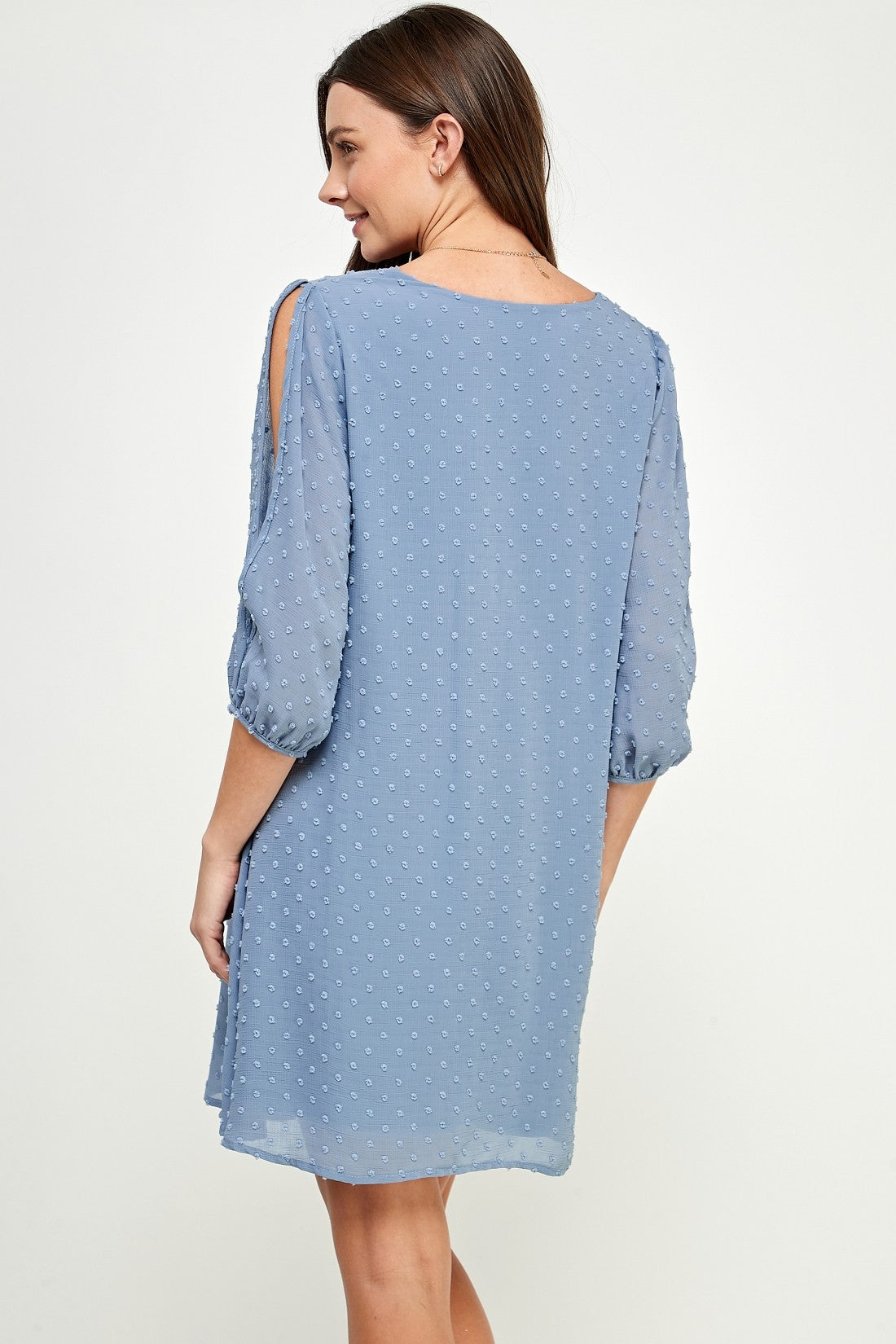 Maternity Cold Shoulder Blue Dress