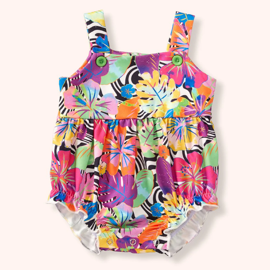 Pete + Lucy Tropical Hibiscus Girls Romper