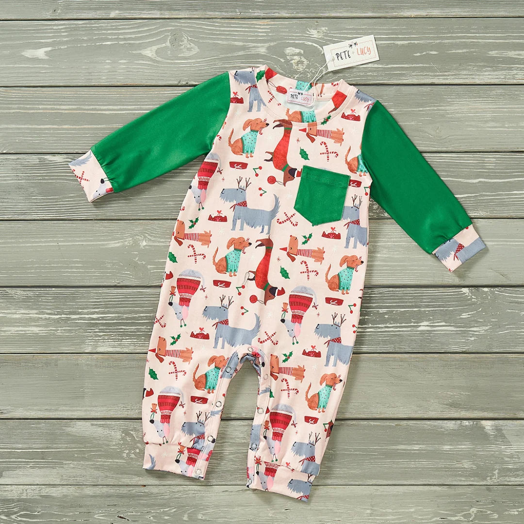 Pete + Lucy We Woof You Merry Christmas Boy Infant Romper