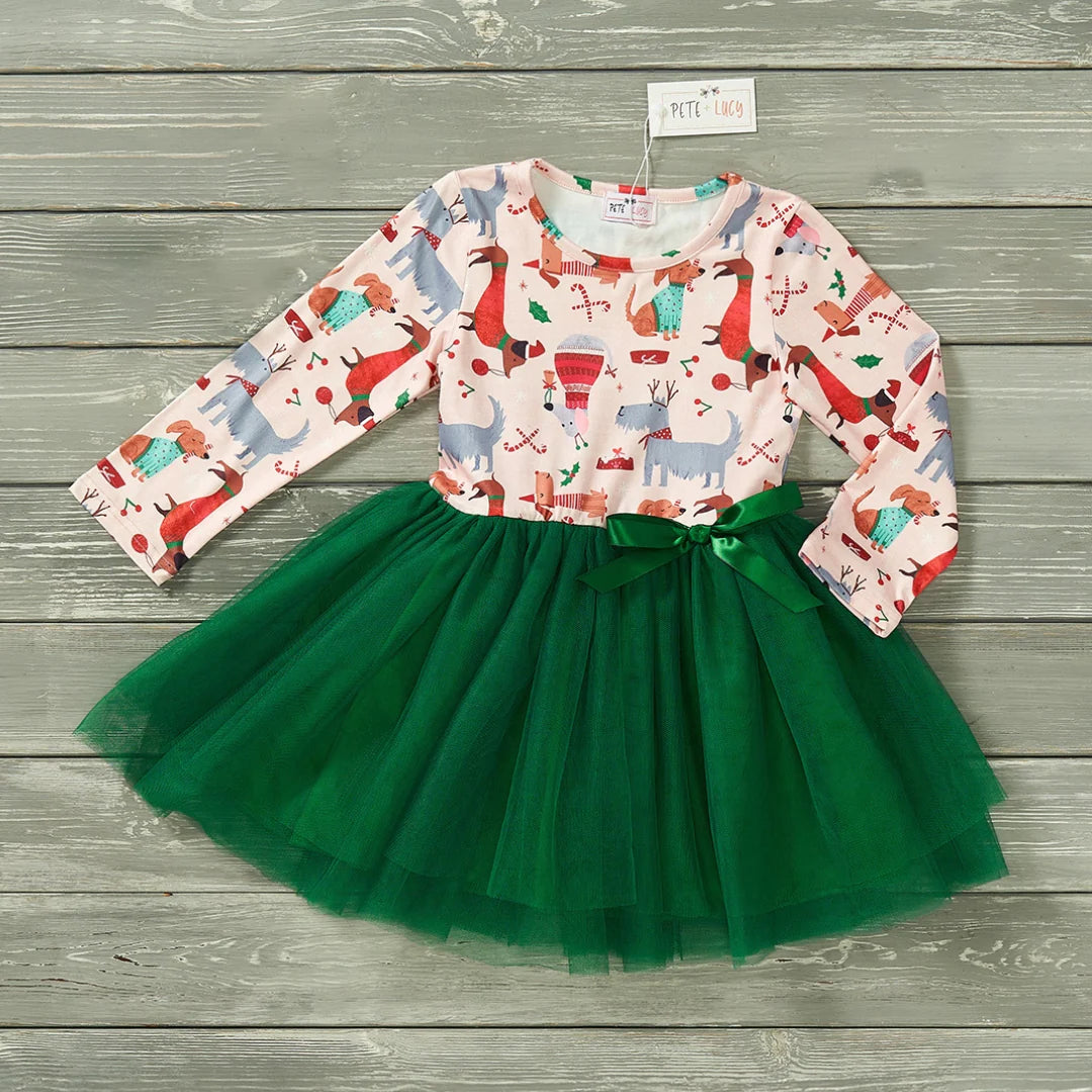 Pete + Lucy We Woof You Merry Christmas Tulle Dress