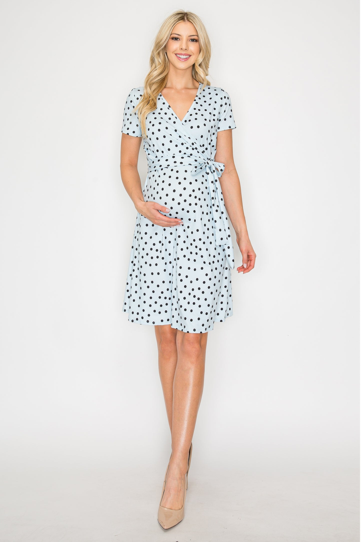 Maternity Light Blue Polka Dot Dress
