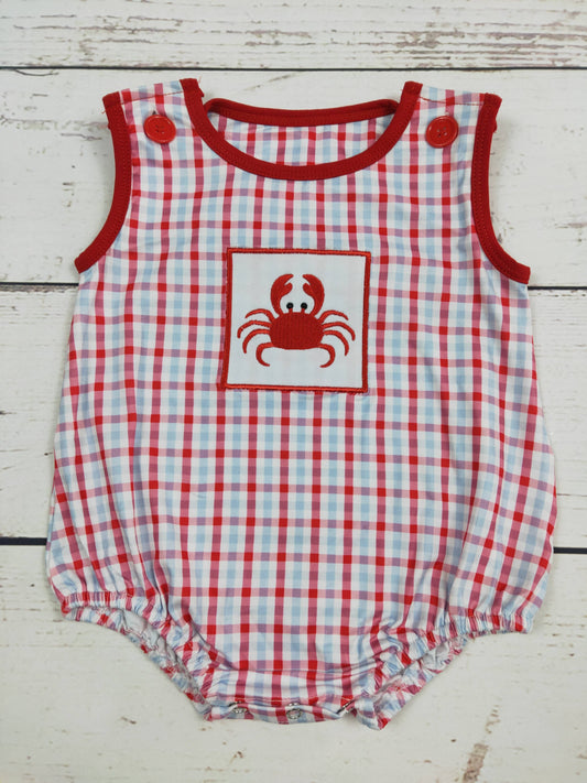 Crab Appliqué Baby Boys Summer Bubble