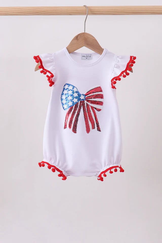Patriotic Bow Girls Romper