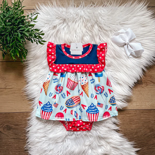 Americana Treats Romper by Wellie Kate