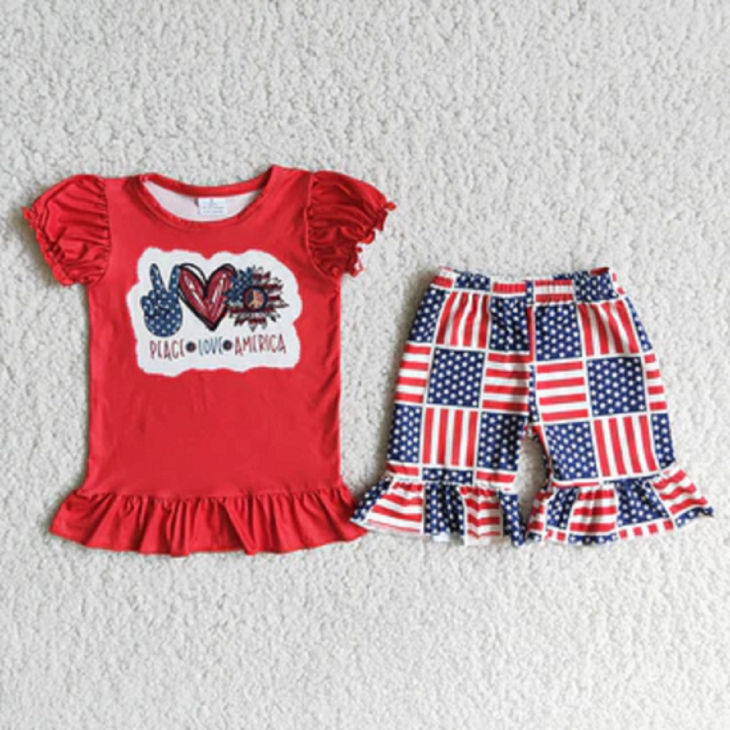 Peace Love & America Bell Short Set