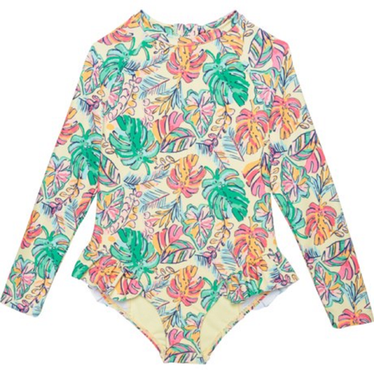 Banana Boat Toddler Girls One-Piece Swimsuit - UPF 50+, Long Sleeve