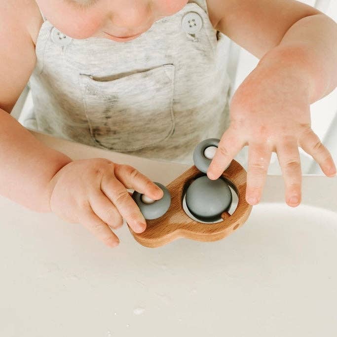 Car Silicone & Beechwood Teether Toy: BLACKOUT