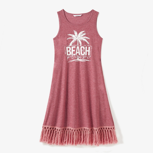 Beach Please Matching Ladies Short Sleeve Dress