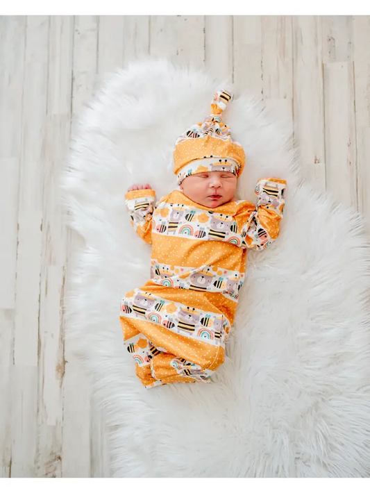 Bee Baby Gown and Hat