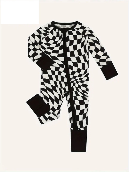 Baby Black Checkered Romper