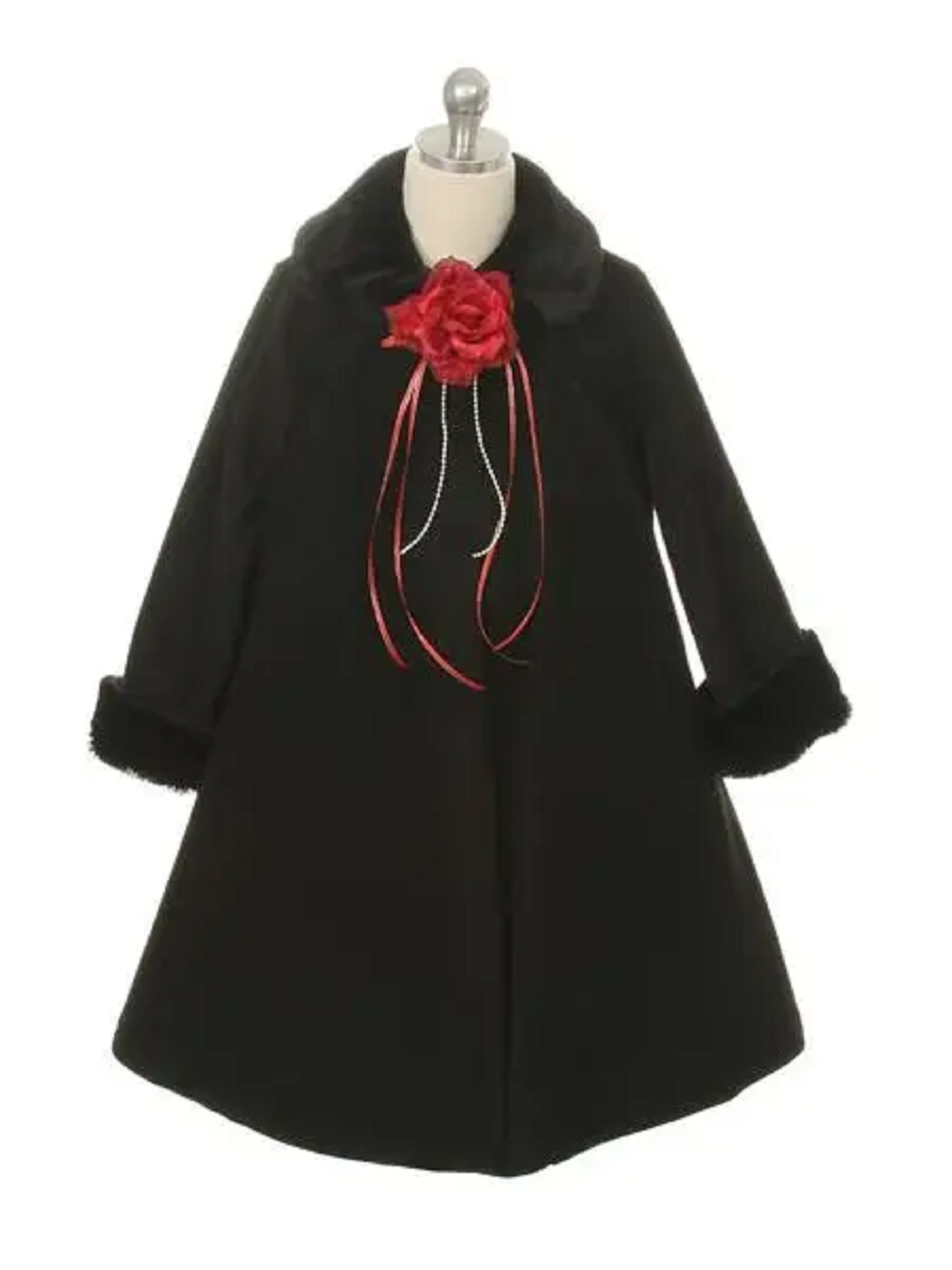 Girls Black Cape Style Fleece Jacket