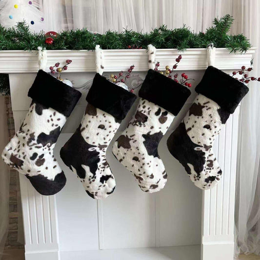 Black Top Cow Print Christmas Stocking