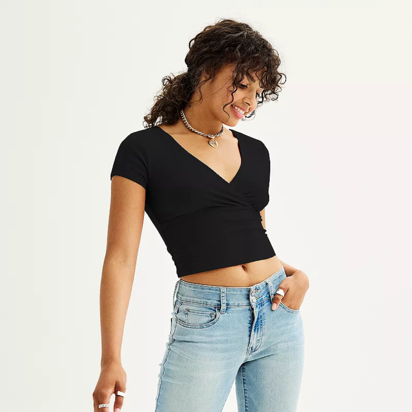 Juniors' SO® Cropped Wrap Tee