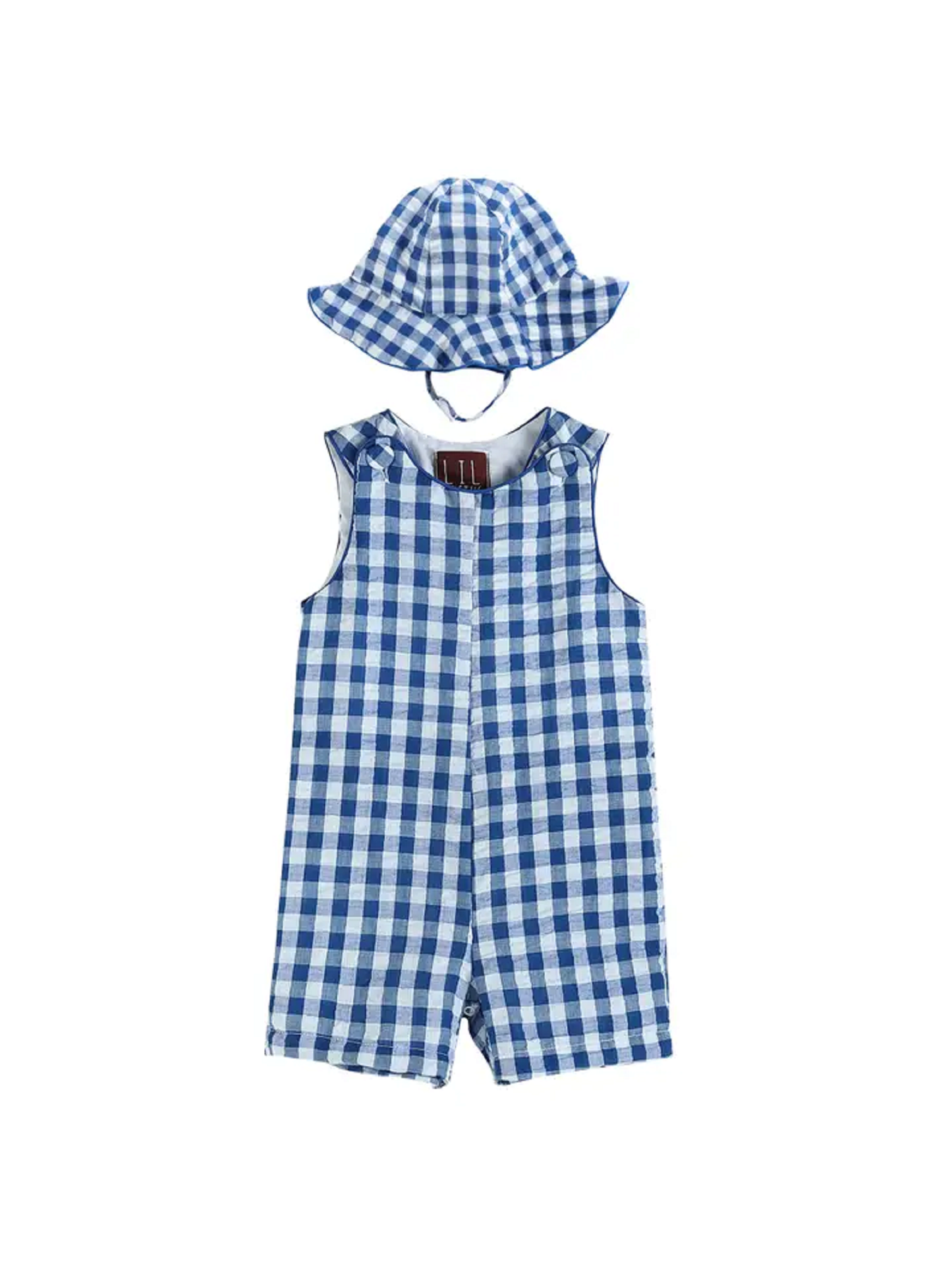 Lil Cactus Royal Blue Gingham Romper and Sunhat