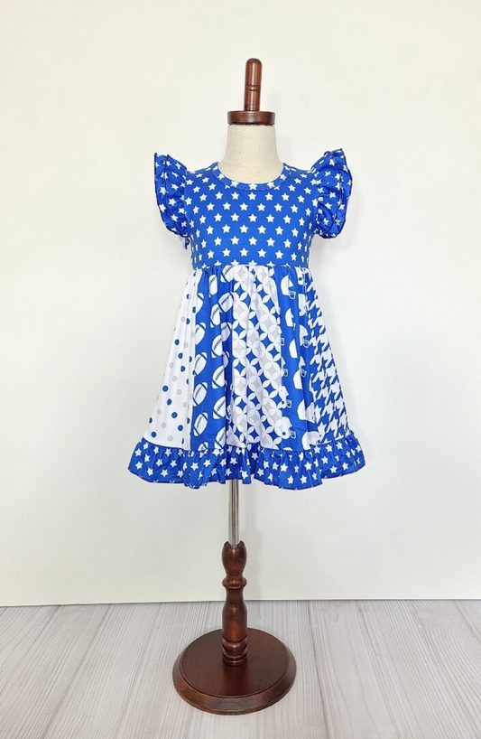 Blue Football Star Girl Dress